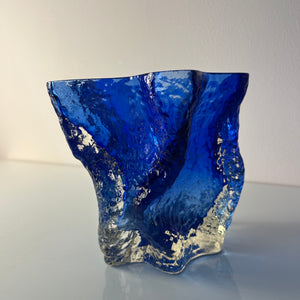 Vase blau Glas von Kai Blomqvist für Riihimaki / Riihimaen Lasi Oy