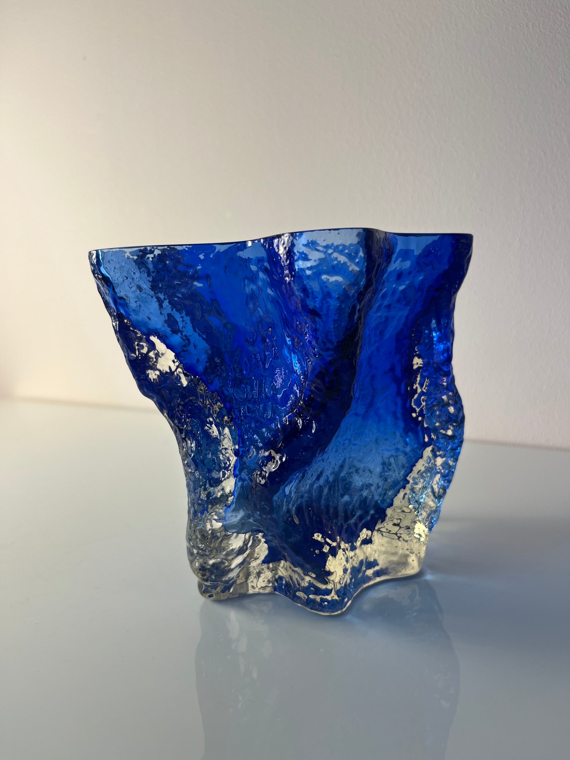 Vase blau Glas von Kai Blomqvist für Riihimaki / Riihimaen Lasi Oy