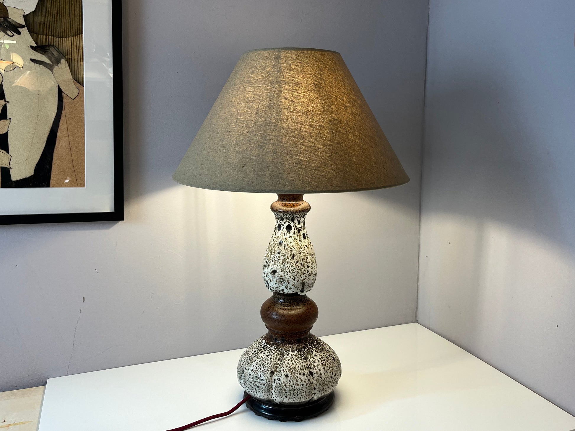 Tischlampe weiß braun Keramik von Hustadt Leuchten