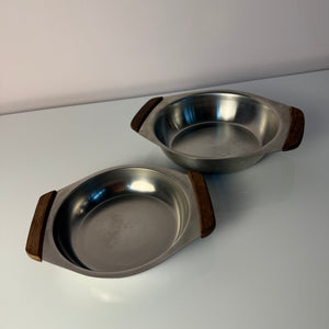 Set: 2 Schüsseln Edelstahl mit Teak Griffen