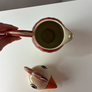 Kanne Hahn orange rot Keramik