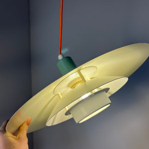 Lamellenlampe neu lackiert blaugrün von JEKA