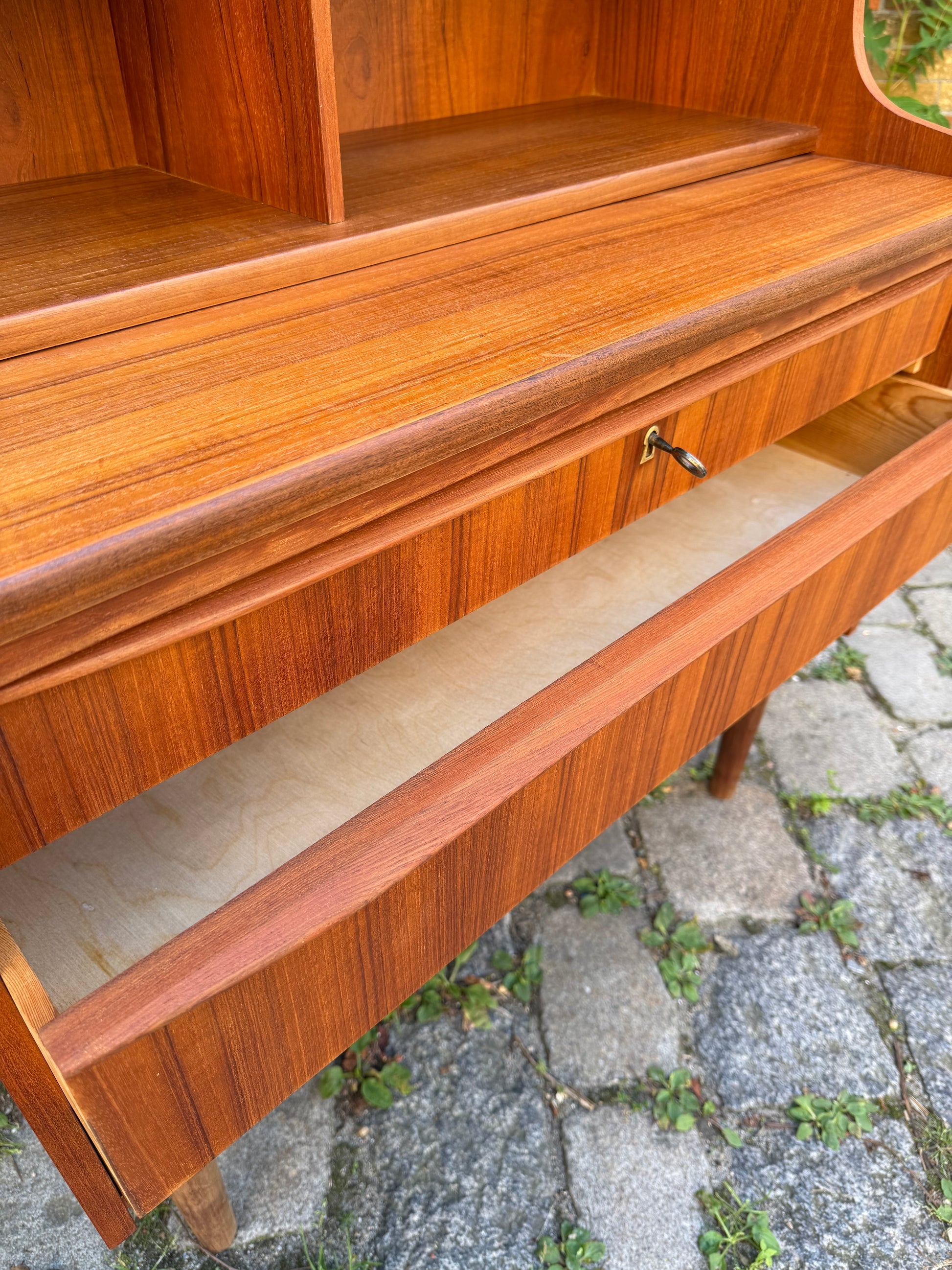 Sekretär Teak mit Spiegel & Schloss aus Dänemark