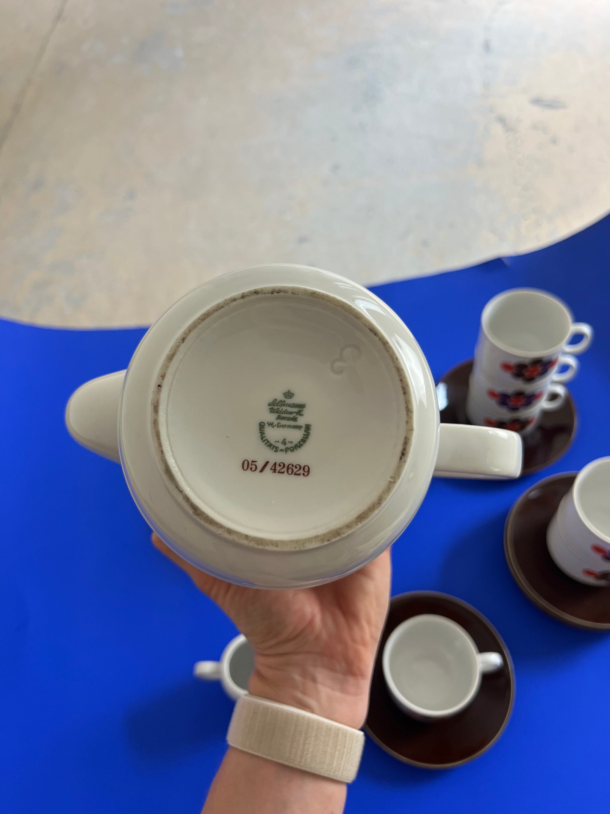 Kaffeeservice weiß braun rot von Seltmann Weiden