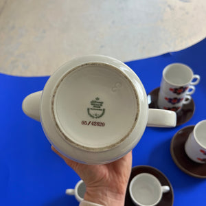 Kaffeeservice weiß braun rot von Seltmann Weiden