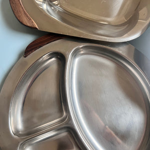 Set: 3x Tablett Stainless Steel mit Palisander Griffen aus Dänemark