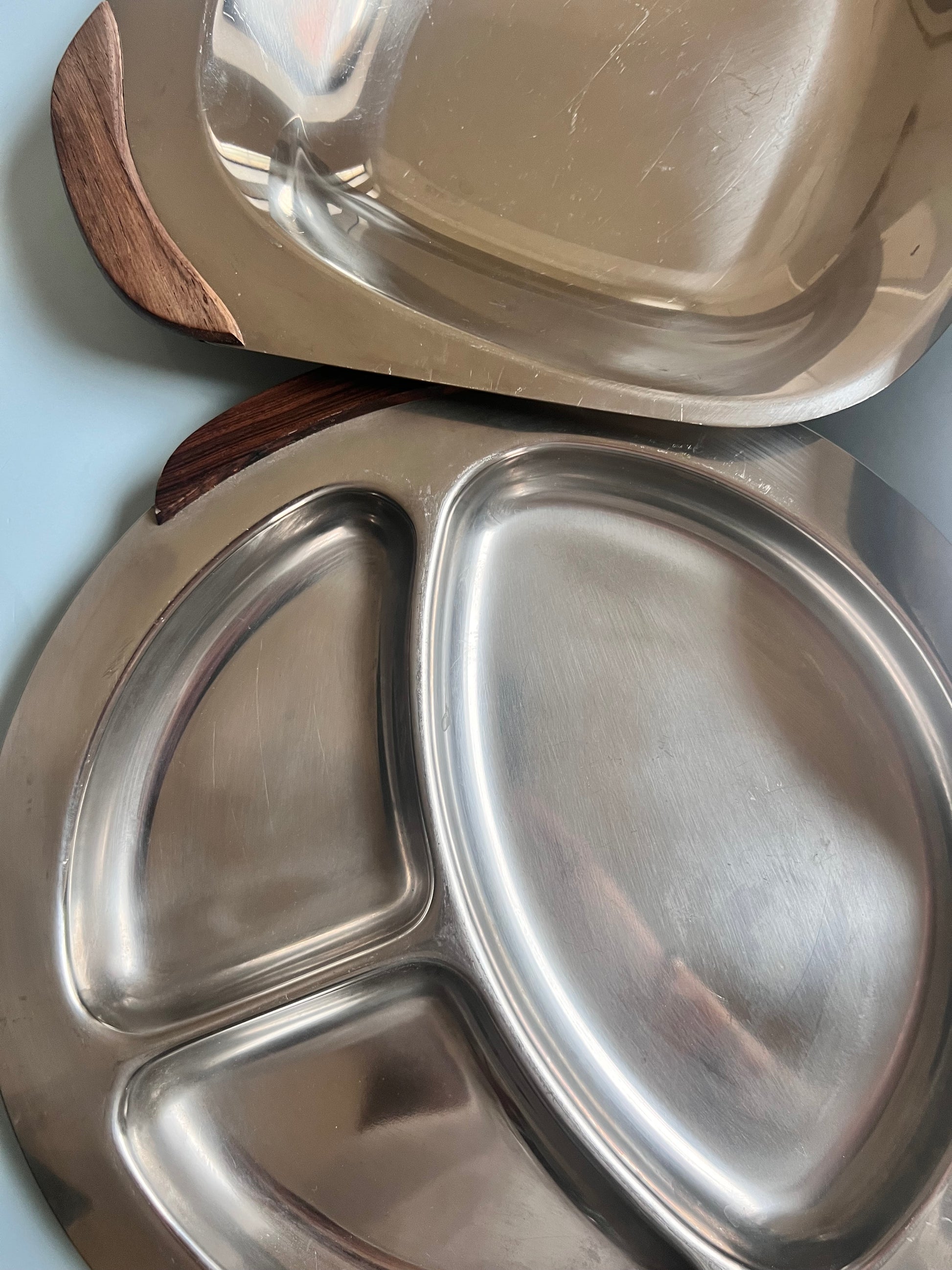 Set: 3x Tablett Stainless Steel mit Palisander Griffen aus Dänemark