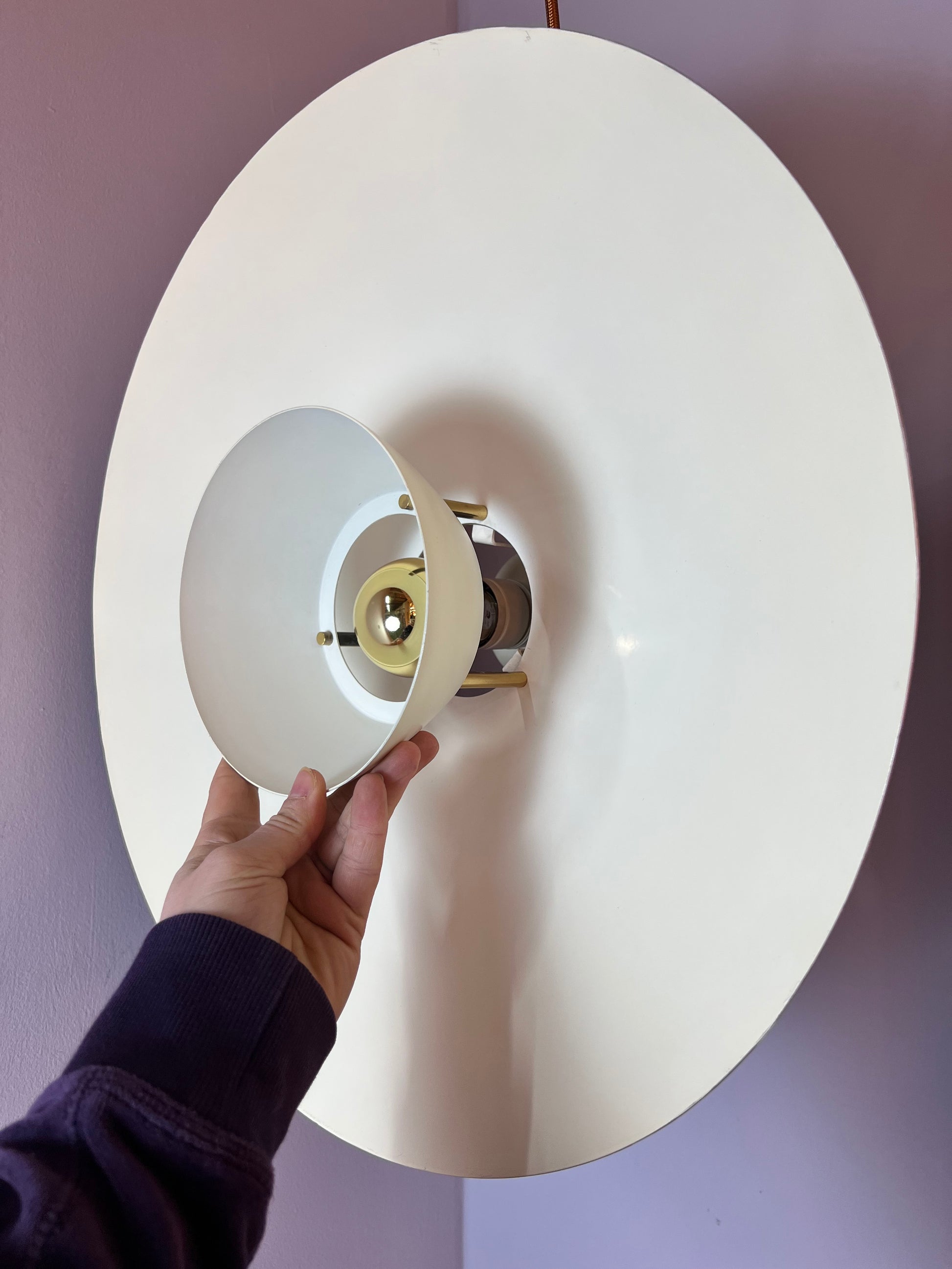 Lamellenlampe creme Messing