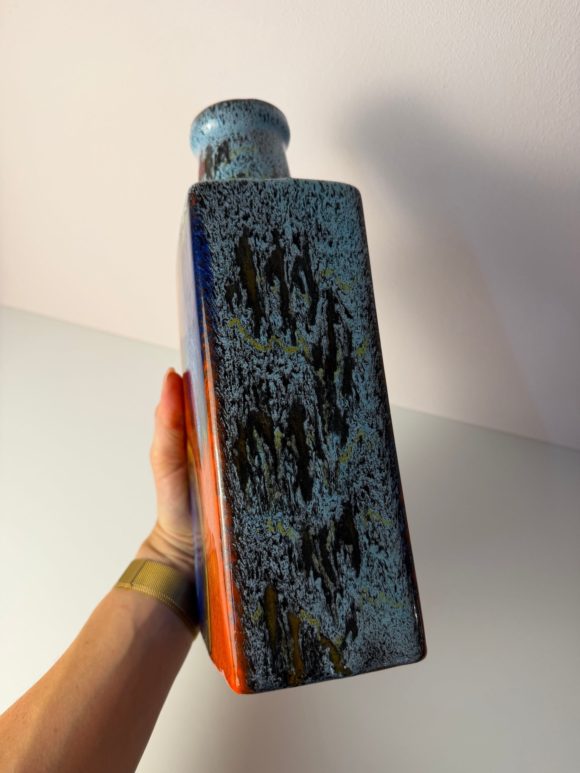 Vase 281-30 Fat Lava blau rot von on Scheurich West Germany