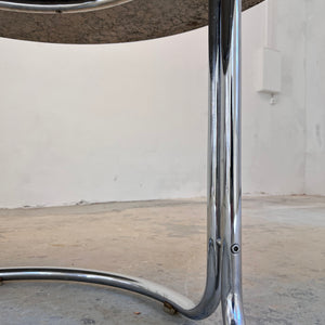 Runder Esstisch Granit Chrom von Giotto Stoppino