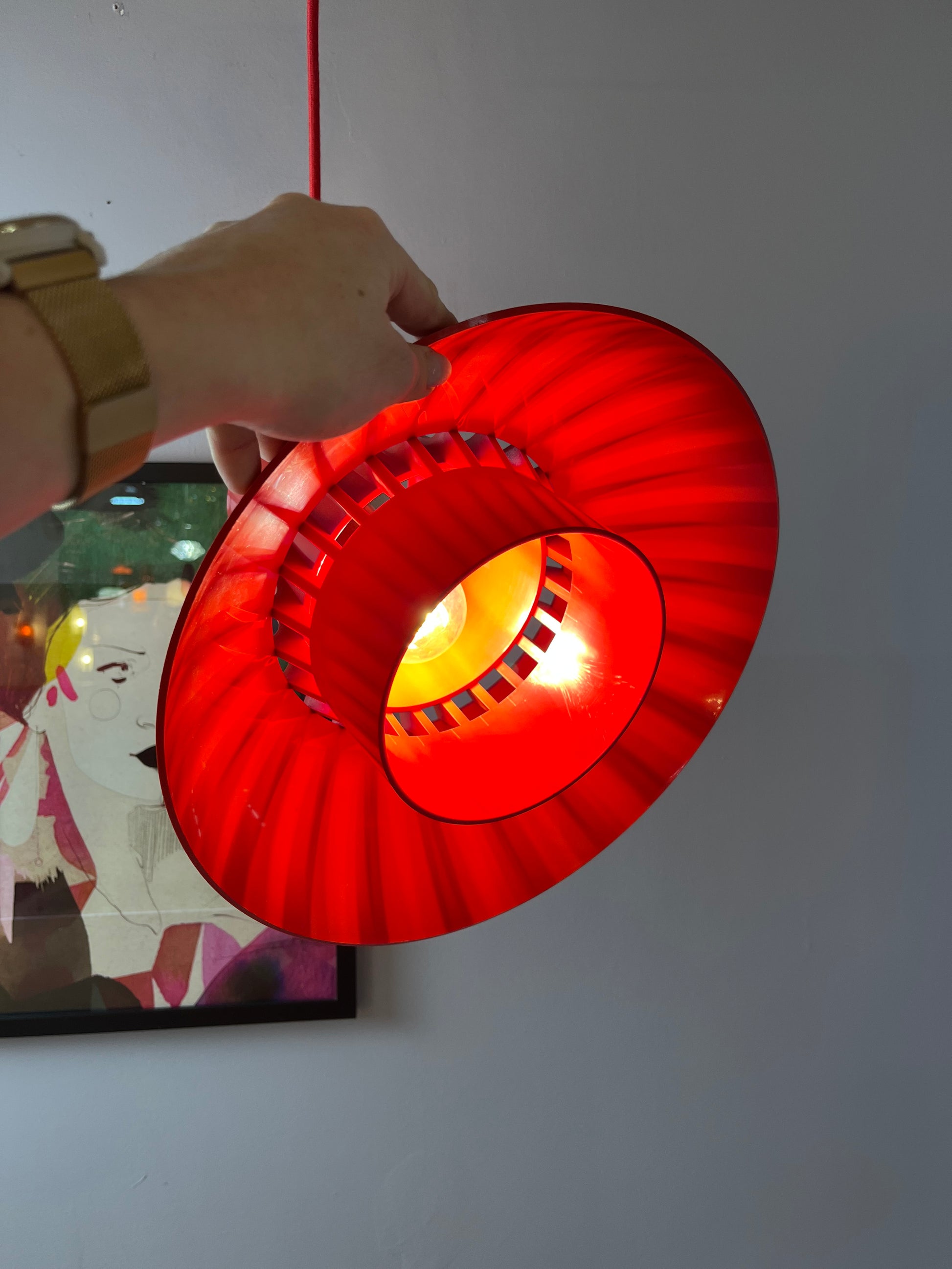 Hängelampe Solar rot Kunststoff von Svend Middelboe für Nordisk