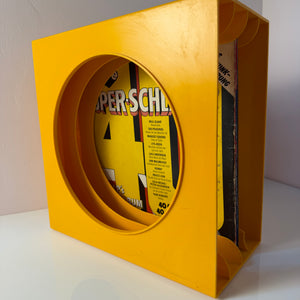 Schallplattenständer gelb von Schweizer Design