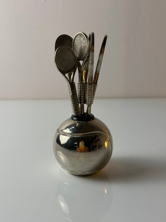 Set: Cocktailpicker Tennis silber