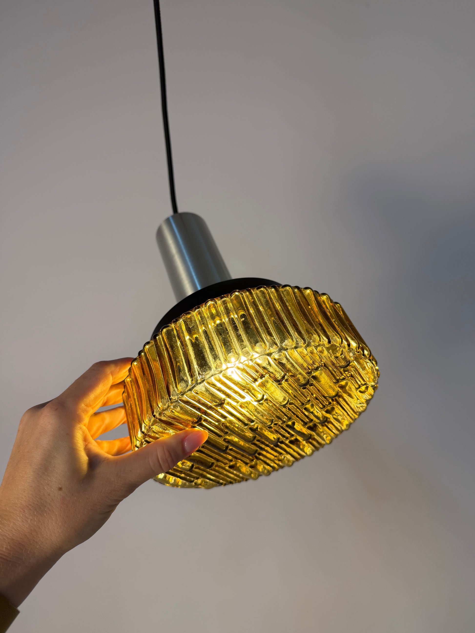 Hängelampe braun Glas Metall