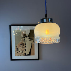 Hängelampe weiß gelb Muranoglas von Mazzega