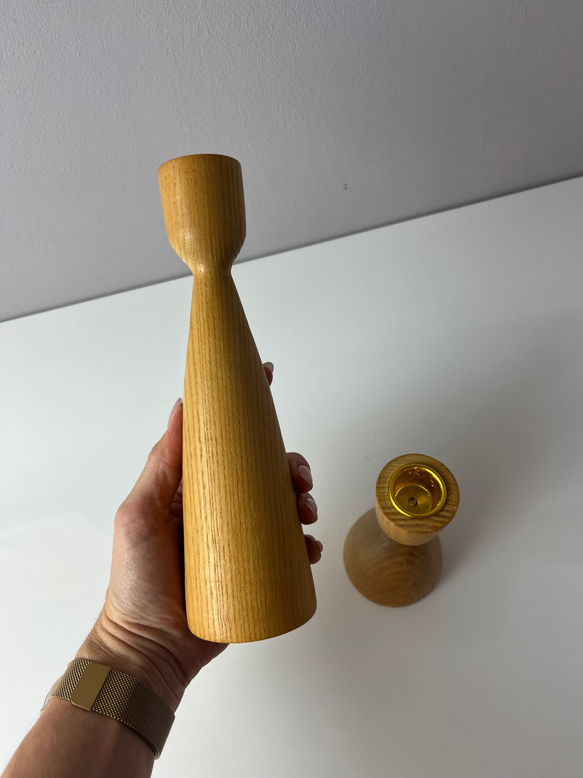 Set: 2x Kerzenständer Eiche