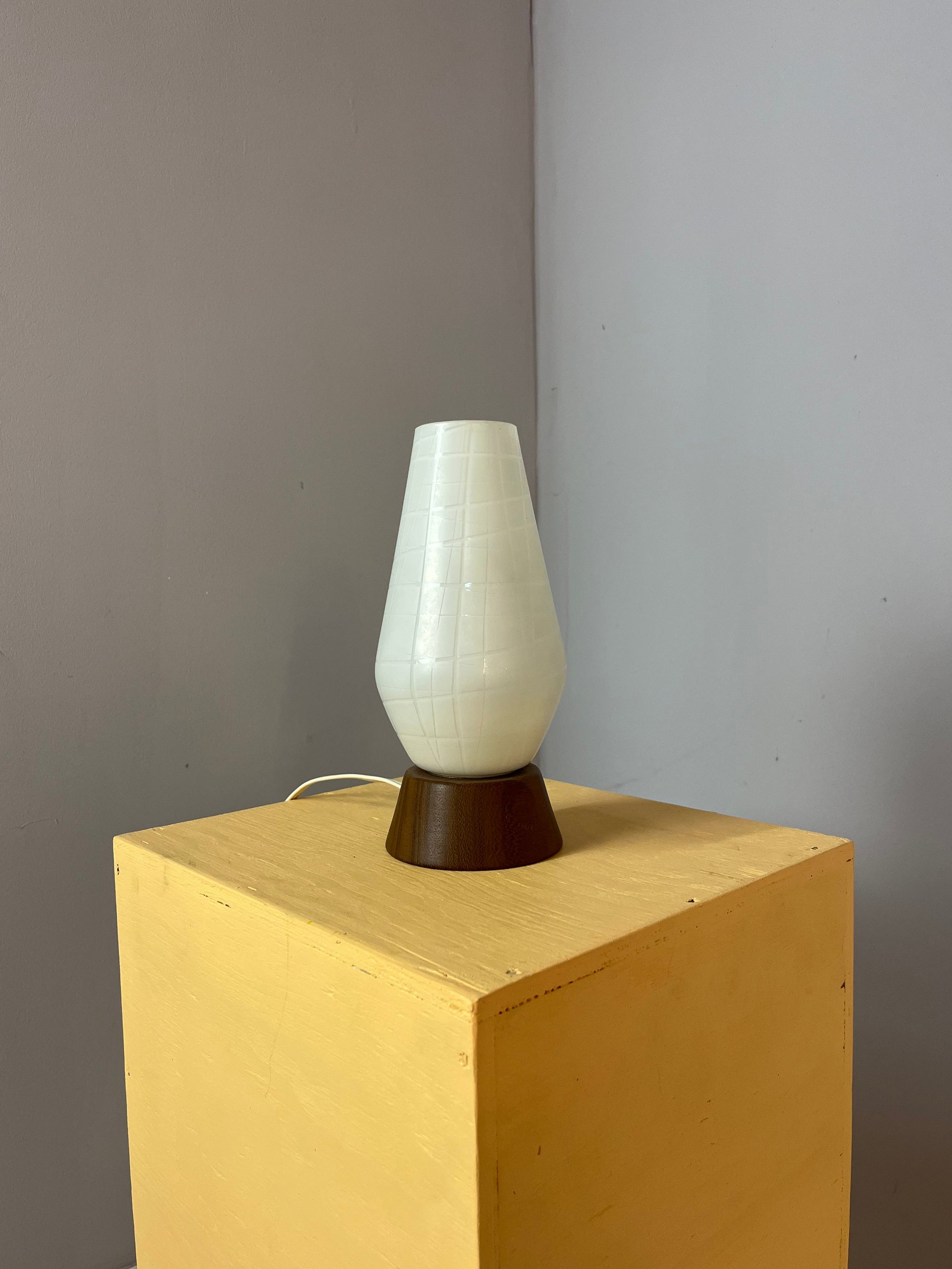 Tischlampe Teak Glas von Temde