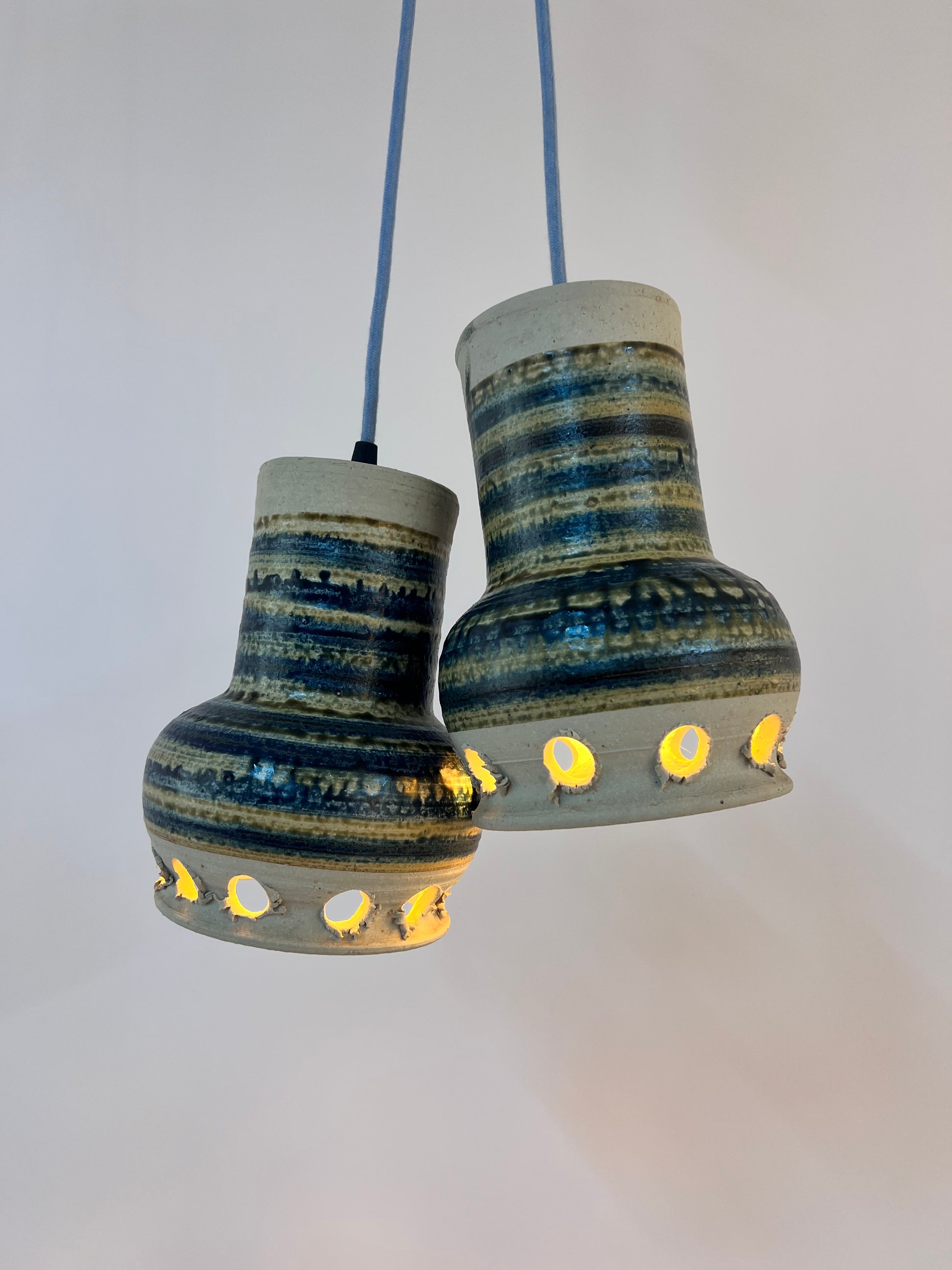 Hängelampe blau beige Keramik von Per Engstrøm