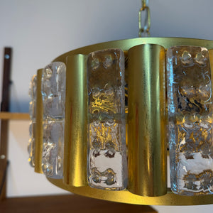 Hängelampe Messing Glas von Carl Fagerlund für Orrefors