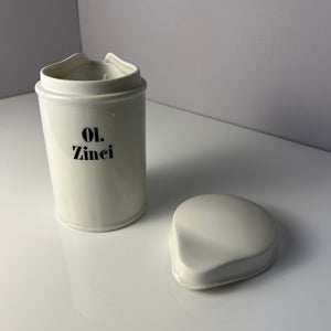 Apothekerdose Ol. Zinci weiß Porzellan