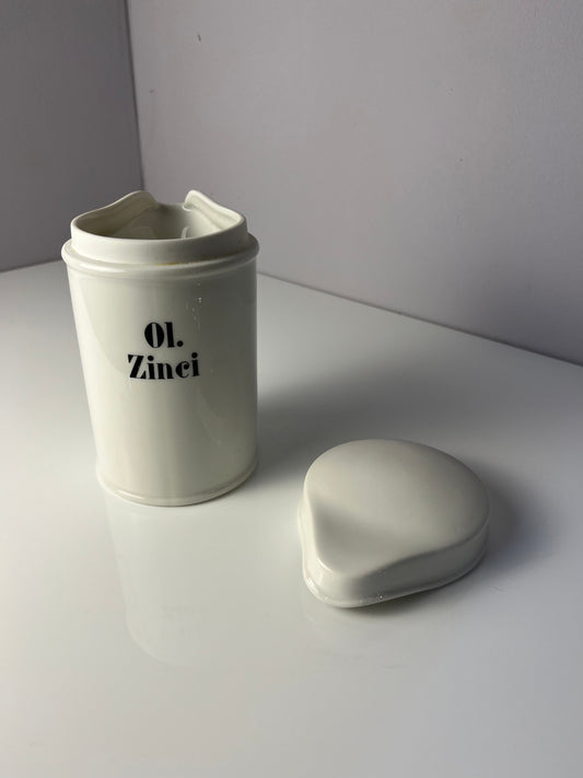 Apothekerdose Ol. Zinci weiß Porzellan