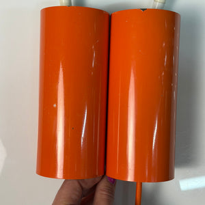 Set: 2x Hängelampe orange mit Opalglas Globus