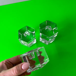 Set: Trio Kerzenständer Hexagon Glas