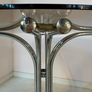 Runder Esstisch Chrom & Rauchglas