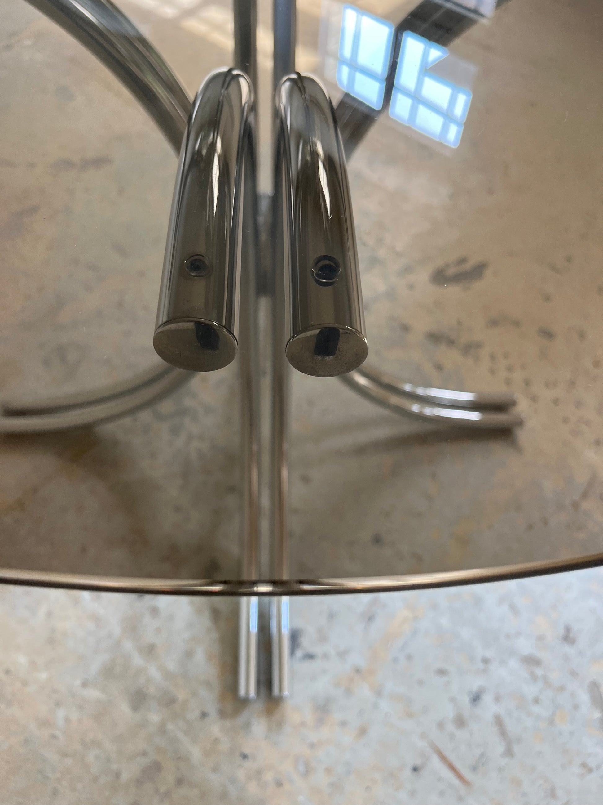 Runder Esstisch Rauchglas Chrom