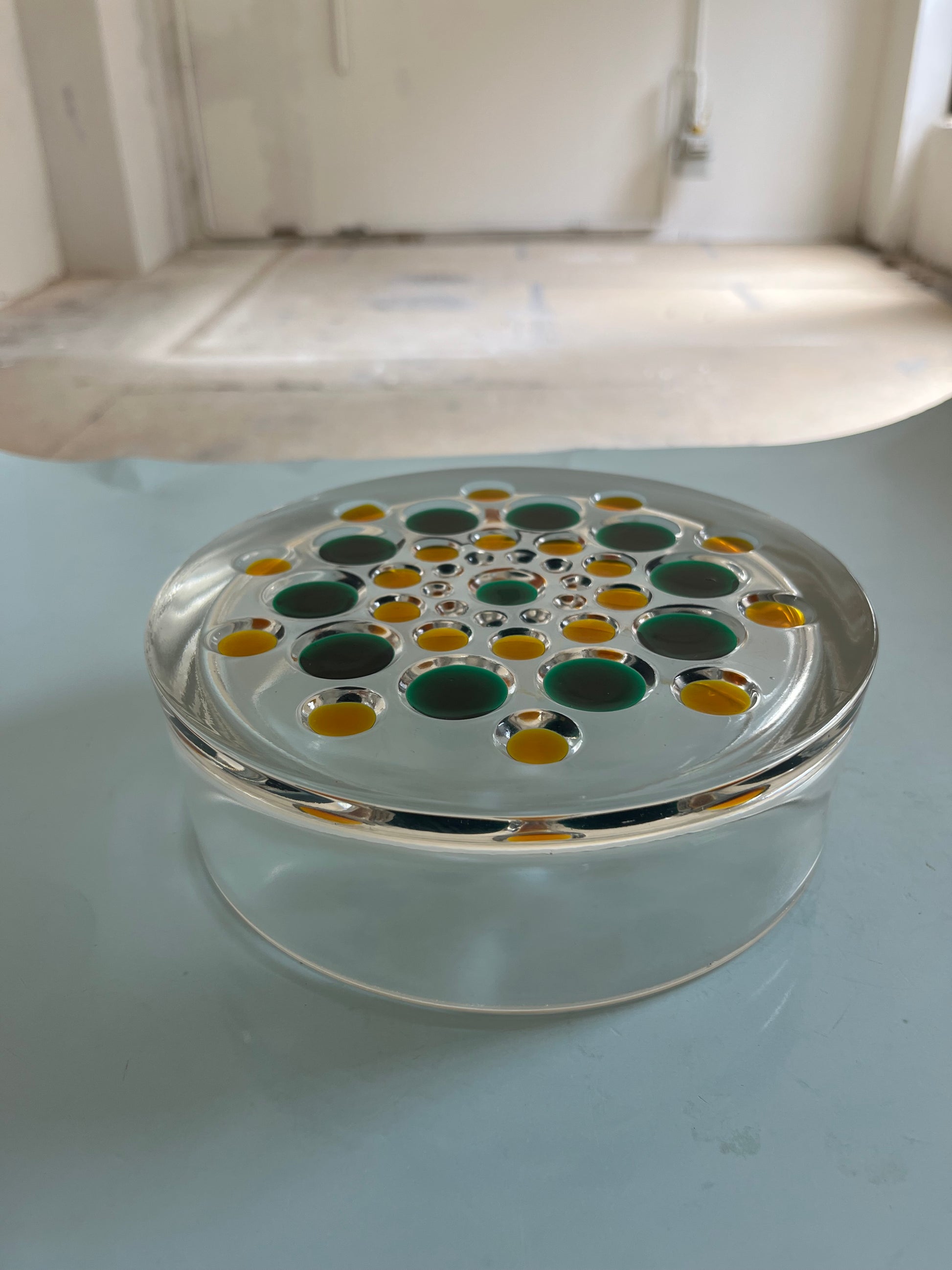 Schale gelb grün Kristallglas von Walther Glas