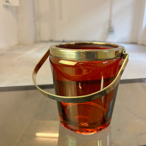 Set: Eiseimer & Cocktailshaker rot Glas Messing von Füger-Glas