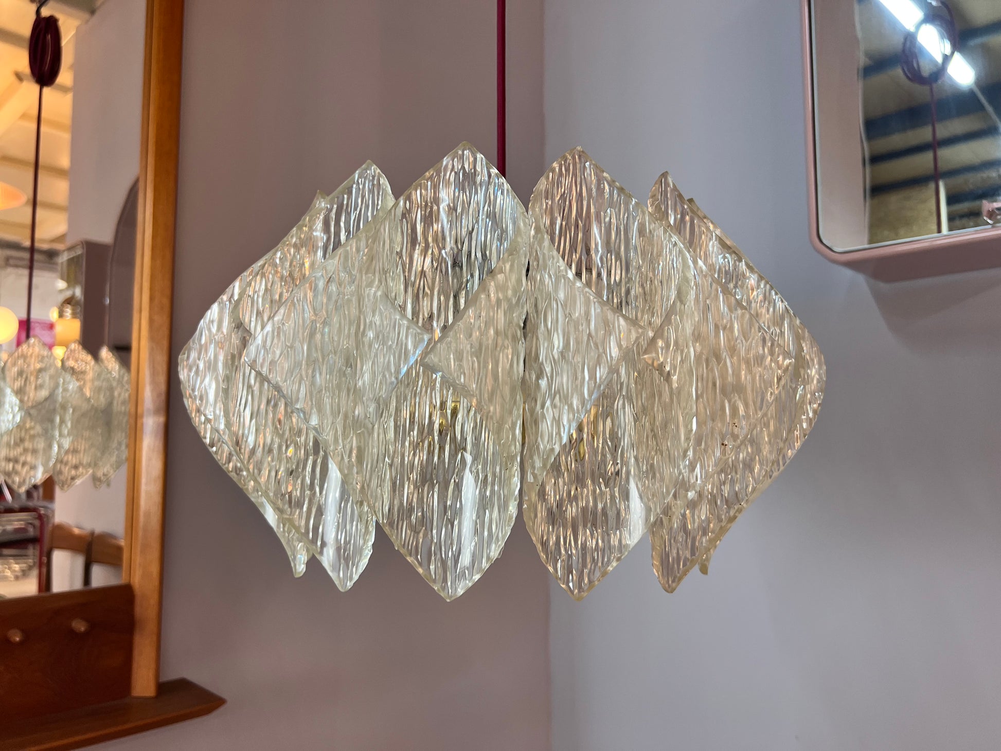 Hängelampe Plexiglas 70er