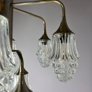 10-flammiger Kronleuchter Glas Chrom von Richard Essig