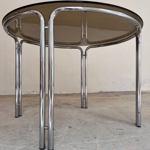 Runder Esstisch Chrom & getöntes Glas