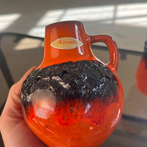 Set: 2x Vase Fat Lava orange schwarz von Kreutz Keramik