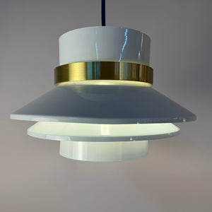 Lamellenlampe Hochglanz weiß Messing aus Dänemark