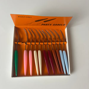 Set: Party Gabeln mit bunten Griffen