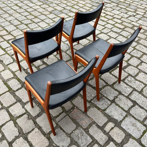 Set: 4x Esszimmerstuhl Teak & Echtleder K.S. Stolefabrik