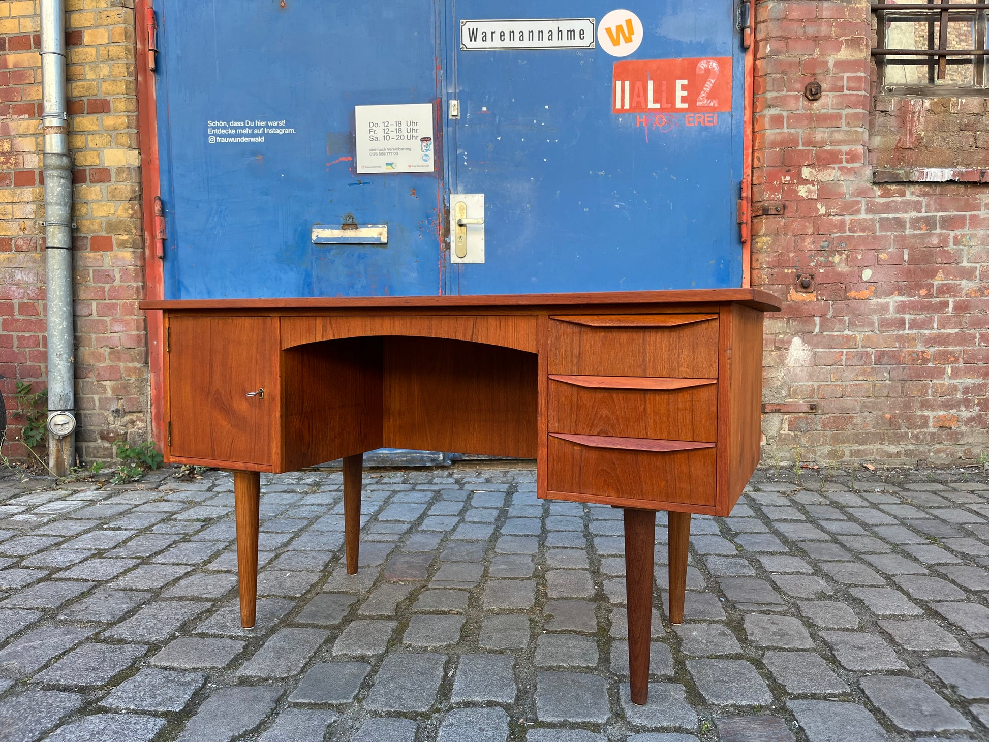 Freistehender Schreibtisch Teak aus Dänemark