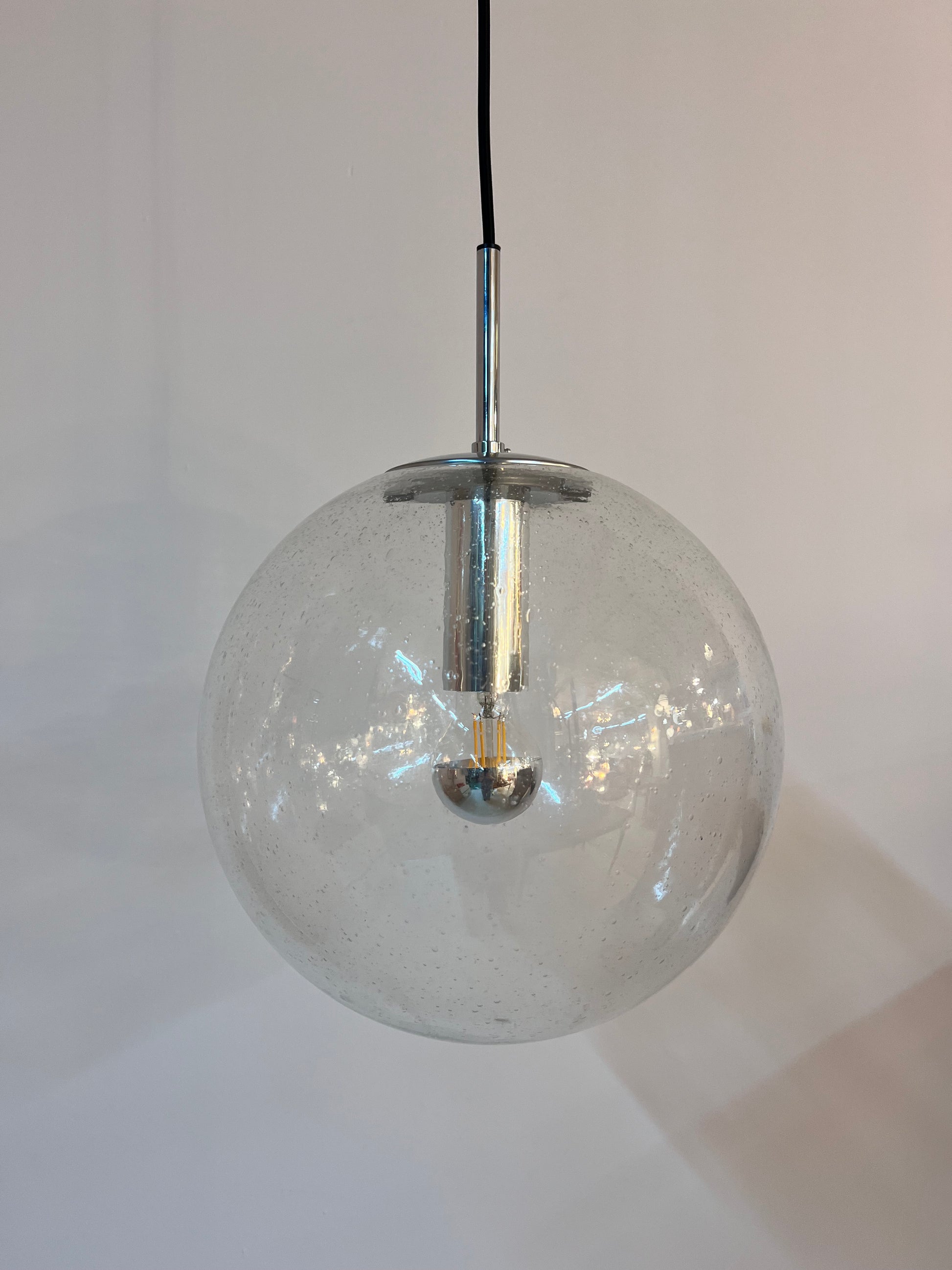 Kugellampe Glas Chrom von Glashütte Limburg