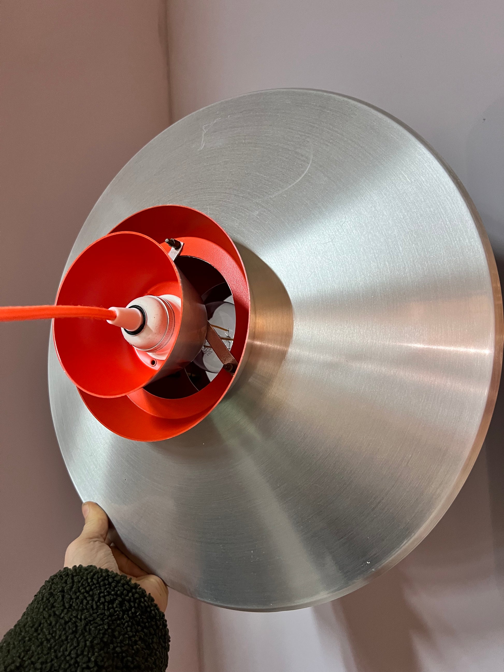 Lamellenlampe Søvaern silber orange von Carl Thore für Granhaga