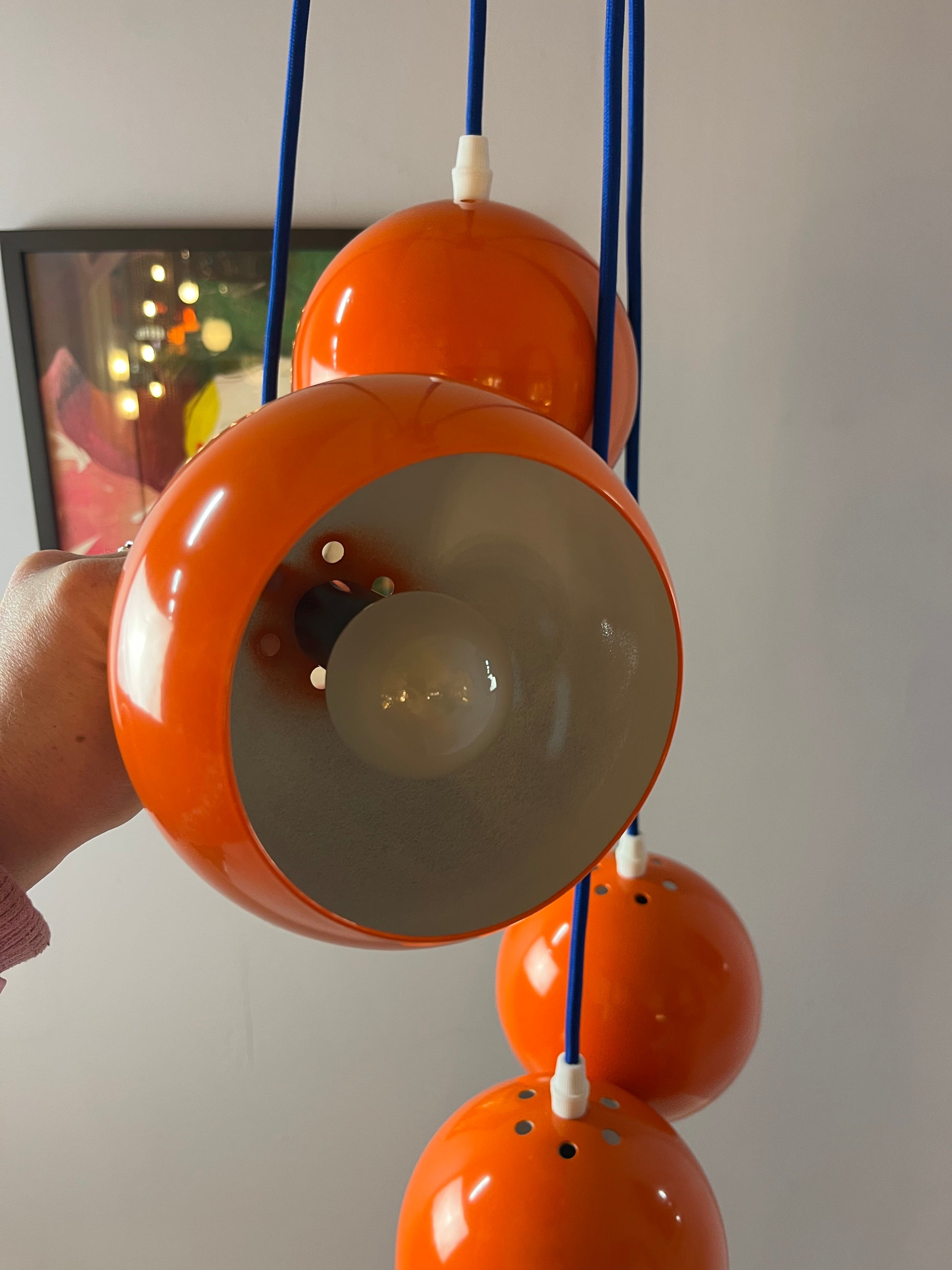 Kugellampe neu lackiert orange aus Dänemark