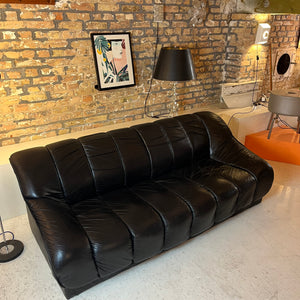 3-Sitzer Sofa schwarz Echtleder