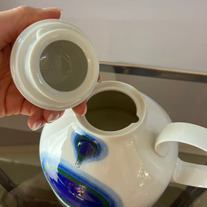 Set: Teekanne und Zuckerdose Form F PoP Art blau weiß von Fürstenberg