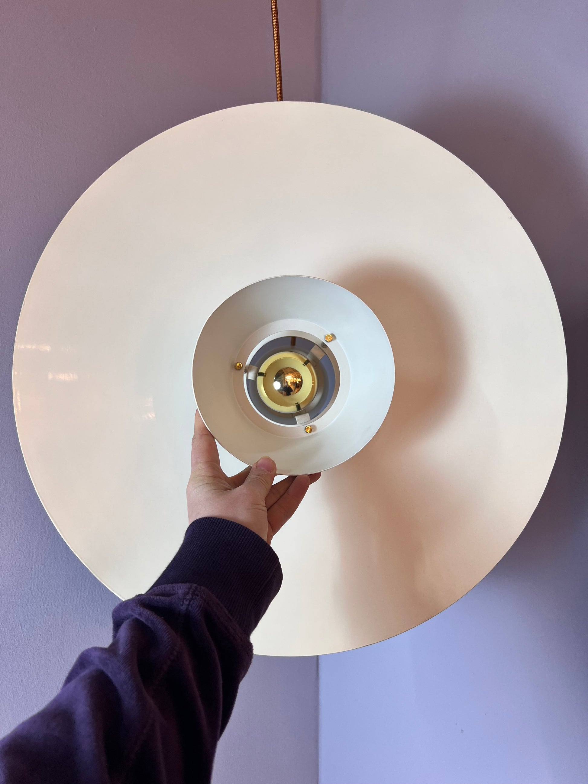 Lamellenlampe creme Messing