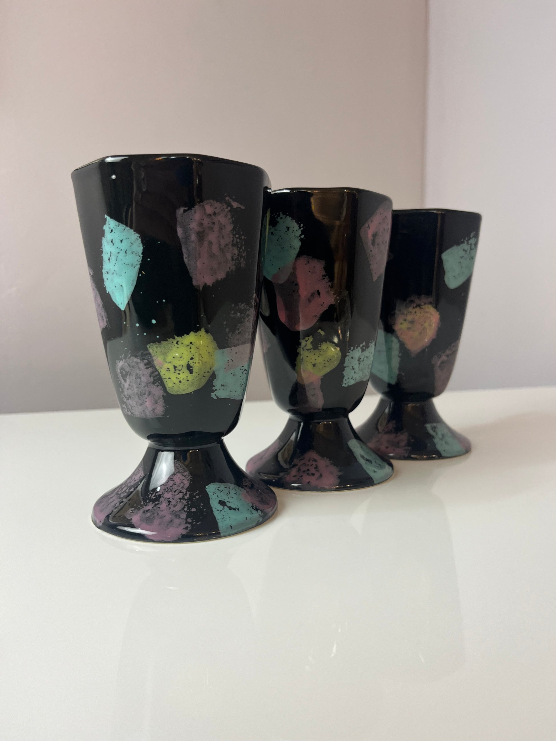 Set: 6x Tasse schwarz pastell