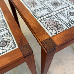 Set: 3 Satztische Teak & Fliesen aus Dänemark