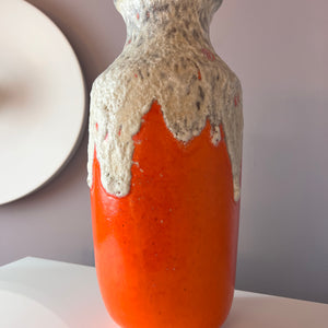 Vase Fat Lava 1439/40 orange weiß von Uebelacker Keramik