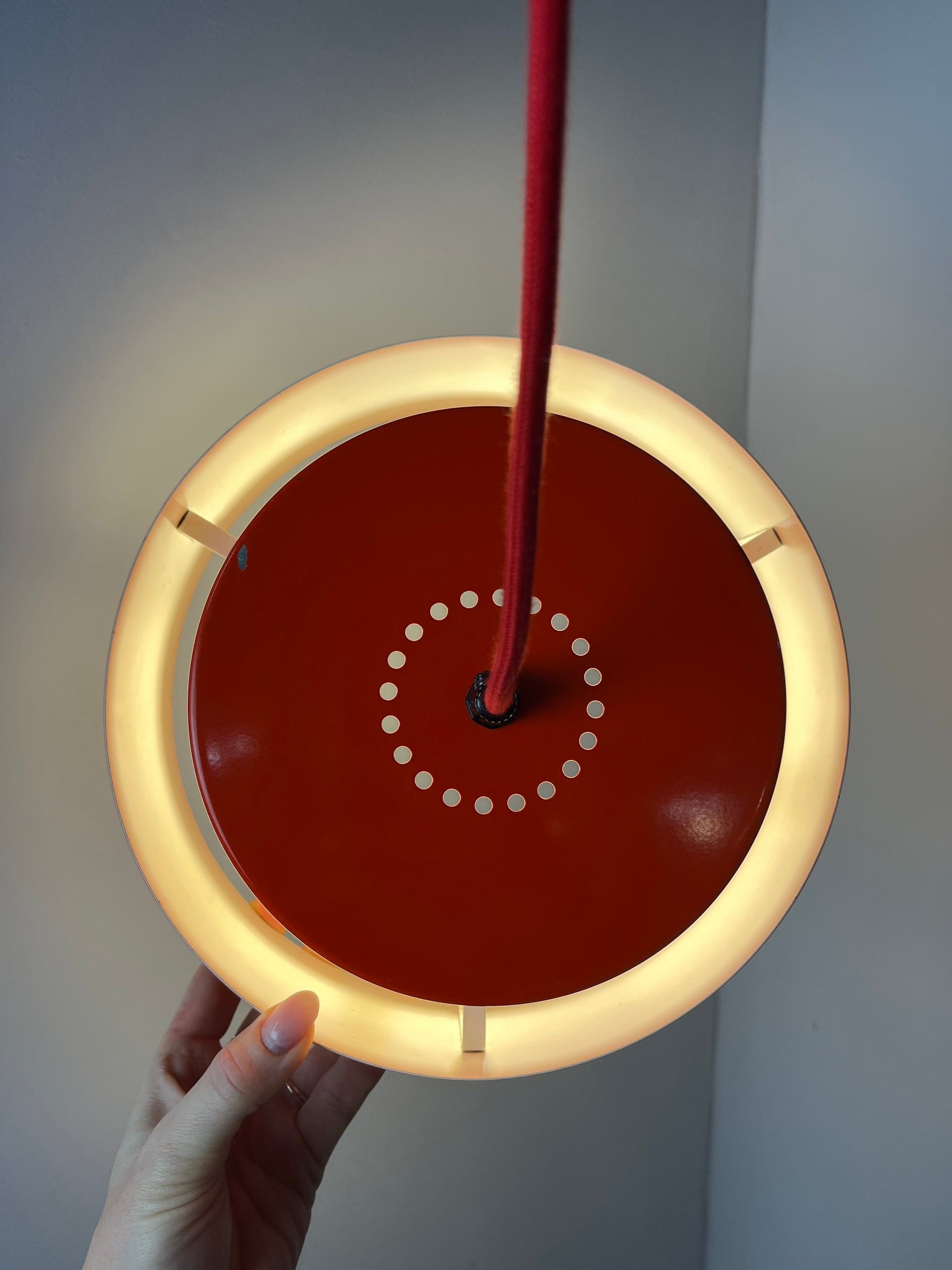 Lamellenlampe Juno rot von Jo Hammerborg für Fog & Mørup