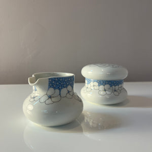 Set: Zucker & Milchkännchen Kiruna Garden weiß blau von Tapio Wirkkala für Thomas
